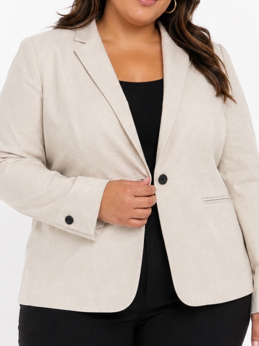 H&M Women’s Cream/beige/khaki Single-Button Blazer Jacket tailored career SZ XL